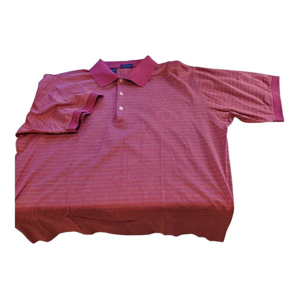 JEFF ROSE SZ L Italian made Mens Stripe 100% Cotton Knit Golf Short Sleeve Polo - Picture 5 of 8